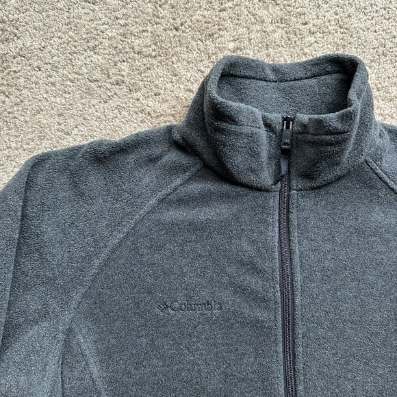 Columbia Jacket Mens Large Grey Full Zip Mock Neck Fleece Pockets Athletic - Picture 5 of 12
